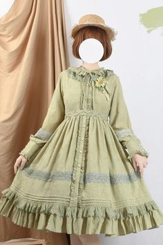 Spring Dawn Long Sleeves Jacquard Ruffle Bowknot Sweet Vintage Lolita – LolitaInside Gothic Princess, Punk Dress, Green Beige, Sweet Dress, Mid Length Dresses, Lolita Dress, Gothic Lolita, Blue Dresses, Red Dress