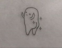 a drawing of a tooth with stars on it's back and the bottom part of its mouth