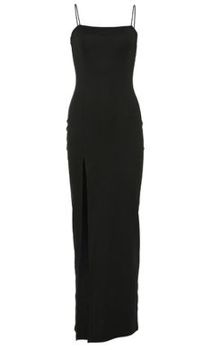 Invite Is a beautiful elegant spaghetti strap mid length dress with high split Dressy Fitted Maxi Length Slip Dress, Maxi Slip Dress With Side Slits For Date Night, Long Slip Dress With Side Slits For Party, Sleek Maxi Dress For Date Night, Elegant Midi Strapless Dress For Prom, Elegant Midi-length Strapless Dress For Prom, Chic Midi Length Evening Dress For Prom, Sleek Maxi Slip Dress For Date Night, Chic Midi Length Prom Evening Dress