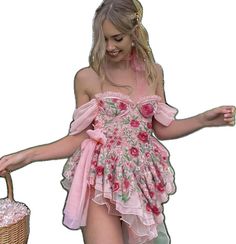 Pink Corset Dress, Coquette Floral, Fairycore Grunge, Rose Fushia, Cottagecore Vintage, Y2k Dress, Fresh Dress, Grunge Y2k, Pink Corset