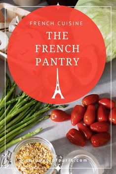 the french pantry is full of fresh vegetables and condiments, including asparagus