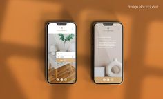 two smartphones displaying the interior design and furniture