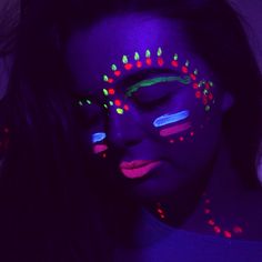 Neon Face Makeup, Handcrafts Ideas, Glow Painting, Buti Yoga