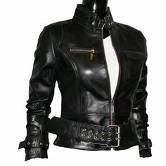 Fitted Biker Jacket With Rivets For Party, Black Gothic Biker Jacket With Rivets, Edgy Black Outerwear With Rivets, Gothic Black Leather Jacket With Rivets, Edgy Black Riveted Outerwear, Fitted Rocker Leather Jacket With Rivets, Gothic Black Outerwear With Rivets, Edgy Black Biker Jacket With Rivets, Edgy Biker Jacket With Zipper For Alternative Fashion