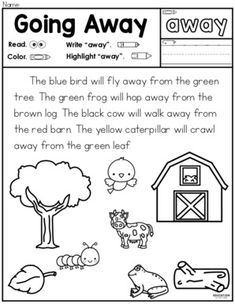 a coloring page with words and pictures to help students learn how to read the animals