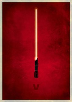 the poster for star wars is shown with a light saber in it's mouth