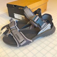 New, Never Warn. Adjustable Straps With Buckle Closure. Great For Outdoor Adventures! Adidas Terrex, Shoes Adidas, Grey Adidas, Outdoor Adventures, Adidas Shoes, Adidas Women, Outdoors Adventure, Black Gray, Athletic Shoes