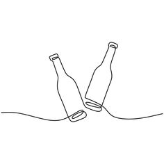 two empty beer bottles connected to one another