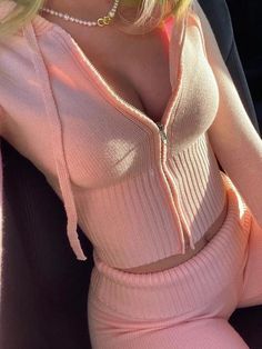 ⚡️Buy Knitted Hooded Two Pieces Pink S under $45.00 in Two-Piece Outfits Online. Style: Casual, Street, Sweet, Vintage. Fabric Content: Polyester. Fit Type: Slim Fit. Occasion: Holiday, Going Out. :This two-piece suit is made from polyester fabric, making it comfortable and durable.. The style is a mix of casual, streetwear, sweet, and vintage, making it versatile and trendy.. The top is a hooded, waist-zipped, long-sleeve design, adding a touch of sporty flair to the outfit.. The slacks are cuf Woman Streetwear, Pink Tracksuit, Fabric Making, Midi Dress Party, Straight Dress, The Outfit, Womens Size Chart, Casual Streetwear, New Arrival Dress