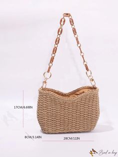 BirdinBag - Chic and Stylish Vacation Woven Bag Details Pictures, Envelope Bag, Word Wrap, White Space, Woven Bag, Color Khaki, Bag Pattern, Bags Shoulder, Envelope