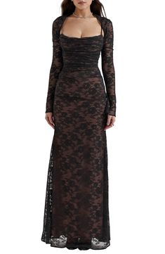 HOUSE OF CB Artemis Long Sleeve Lace Maxi Dress | Nordstrom 2 Piece Lace Dress, Black Lace Maxi Dress, House Of Cb, Lace Corset, Lace Maxi, Vintage Elegant, Lace Maxi Dress, Long Sleeve Lace, Set Dress