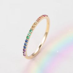 Rainbow Ring Rainbow Sapphire Wedding Band Women White Gold - Etsy Rainbow Engagement Rings, Multicolor Jewelry As A Gift, Multicolor Halo Rings Fine Jewelry, Multicolor Halo Ring As Gift, Multicolor Halo Rings For Gift, Multicolor Halo Rings As A Gift, Spiritual Multicolor Multi-stone Rings, Rainbow Birthstone Rings As Gift, Rainbow Gemstone Jewelry Ring