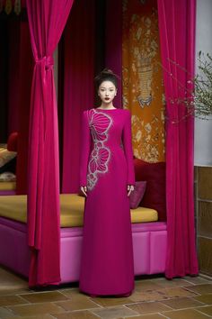 Indulge in pure luxury with our Ao Dai. The velvet and satin fabrics elegantly drape your silhouette, while the A-line cut and square shoulders add a touch of sophistication. Perfect for any formal occasion, this ao dai exudes exclusivity and grace. Length: 150cm (Ao Dai), 110cm (Pants) Square Shoulders, Satin Fabrics, Crystal Pattern, Mean Blvd, Design Clothes, Formal Occasion, Designer Collection, Satin Fabric, Online Fashion