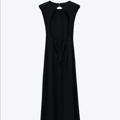 New With Tags Zara Black Dress With Shoulder Pads And Open Back. Dress Is Size Small Stretchy Material Dress With Shoulder Pads, Zara Midi Dress, Zara Black Dress, Dresses Beautiful, Dress With Open Back, Open Back Dress, Dresses Backless, Back Dress, Zara Black