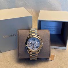 New With Tags And Original Box! Never Worn!! Michael Kors Mini Bradshaw Stainless Steel 36mm Chronograph Watch. Retails For $250.00. Classic Michael Kors Watch With Round Dial, Classic Michael Kors Chronograph Watch, Elegant Silver Analog Chronograph Watch, Michael Kors Classic Formal Watch, Luxury Silver Analog Chronograph Watch, Silver Chronograph Watch With Diamond Hour Markers, Classic Michael Kors Watch As Gift, Classic Michael Kors Watch For Gift, Michael Kors Silver Watch With Metal Dial