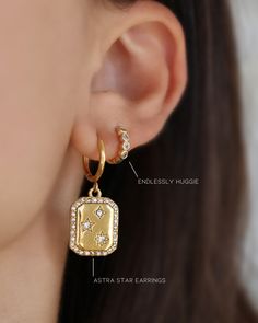 18K Gold Plated Stainless Steel Star Earrings, 18k Gold, Gold Plate, Plating, Drop Earrings, Stainless Steel, Stars, Gold