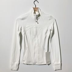 White White Functional Track Jacket For Workout, White Long Sleeve Outerwear For Workout, Functional White Track Jacket For Workout, White Stretch Outerwear For Sports, White Stretch Sports Outerwear, White Fitted Functional Outerwear, Fitted Functional White Outerwear, Sporty White Outerwear For Workout, Functional White Fitted Outerwear