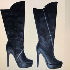 273136. Nib Victoria's Secret $148 Black Zipper Accent Platform Boots 8. Victoria's Secret Black Zipper Accent Have A Sexy Decorative Zipper Running Down And Around The Boot. Inside Functional Zip. Size: 8 With Approximate Measurements: 4.5" Heel Inside/5.5" Measured From Outside, 1.25" Platform, Opening At The Top: 16.25", Heel To Top: 18", 11" Inside Zip Fabric: Man Made Color: Black 093 Famous Catalog Price: $148 View My Other Items For Sale Black High Heel Boots With Suede Lining, Black Fitted Boots With Deep Heel Cup, Black Suede-lined High Heeled Boots, Fitted Black Boots With Suede Lining, Party Heels With Suede Lining For Fall, Party Boots With Suede Lining And Fitted Design, Black Suede-lined High Heel Heels, Victoria Secret Shoes, Black Platform Boots