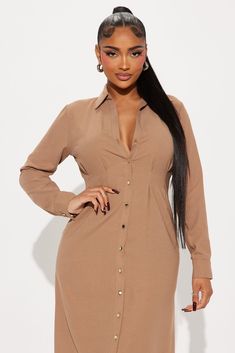 Available In Wine And Mocha. Button Down Midi Shirt Dress Collar neckline Long sleeves Button front Cinched waist 100% Polyester Imported | Ophelia Button Down Midi Shirt Dress in Mocha size 1X by Fashion Nova Dress Collar, Midi Shirt Dress, Cinched Waist, Collar Dress, Mocha, Fashion Nova, Button Downs, Shirt Dress, Size Medium