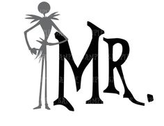 the letter m is for mr and mrs with an image of a skeleton holding a cane