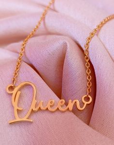 Queen  necklace gifts are one of the best ways to show your loved ones how much you value them. Combining beautiful jewelry with a loved ones name is never a failing idea. Our name necklaces are fully customizable from the font to the pendants, they are personalized to your liking. Order one of our 18k gold plated necklaces to show your appreciation to your loved ones. 18k Solid gold plated Queen  necklace is perfect gift for birthday. Hello, every woman loves personalized gifts. In fact, we all Customized Rose Gold Jewelry As Gift For Her, Customized Rose Gold Necklace For Birthday Gift, Customized Rose Gold Jewelry For Her, Customized Rose Gold Jewelry Gift For Her, Rose Gold Nameplate Necklace For Birthday Gift, Custom Name Pendant Necklace For Valentine's Day, Customized Rose Gold Name Necklace For Her, Custom Pendant Necklace For Valentine's Day, Customized Pendant Necklace For Valentine's Day