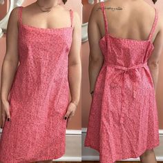 "1990s handmade mini dress. Dress has a pink mini flower pattern. Spaghetti straps and square neck, above the knee and ties in the back. Condition: Excellent Measurements (approx.+ laid flat): Total length:34\" Width:20\" Strap:9\" Pit to pit:19\" Follow us on IG for more shop updates @modern_m_vintage Check out our other listings: https://www.etsy.com/shop/ModernMilieuVintage Measurements are taken flat. Double bust(or pit), hips and waist measurements for complete measurement.  Color may look Pink Mini Dress, Pink Mini, Pink Mini Dresses, Dress Clothes For Women, Above The Knee, Flower Pattern, Square Neck, Flower Patterns, Vintage 90s