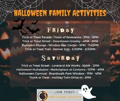 a flyer for the halloween family activities event