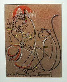 Navratri Doodle Art, Krishna Artwork, God Crafts, Lord Krishna Sketch, Festival Drawing, Painting Ideas Easy Simple, Water Colouring, Jay Hanuman, Kid Drawing