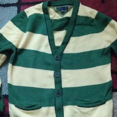 Size:Xxl Condition:New With Partial Tag Still On Item,Never Worn,Kept In Sealed Wrap. Details:Five Buttons,Two Front Shallow Pockets Colors: Green/Yellow (Green Bay, Oakland A's) Material:Thick Wool Sweater Semi Heavy Make An Offer..... Casual Yellow Cotton Cardigan, Yellow Fitted Casual Cardigan, Fitted Yellow Casual Cardigan, Yellow Cotton V-neck Sweater, 80's Clothes, 80s Outfit, Thick Wool, Tommy Hilfiger Sweater, Colors Green