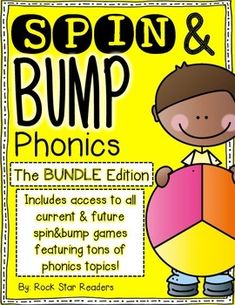 This product bundles all of my Spin&Bump games!  It will be a growing bundle, as games will be added as I create them. There are currently games for 13 different phonics skills!!Each skill has 5 different games.  Each game comes in black and white (printer friendly!) or colored (for printing&laminating to be used over and over). There are currently 13 different phonics skills covered which means 65 games!These are GREAT for literacy centers, homework practice, and can even be used indepe Ghost Letters, Teacher Tired, Short Vowel Words, Vowel Team, Literacy Games, Phonics Games, Classroom Games, Different Games, Word Families