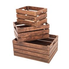 rustic wooden crates - dark brown (set of 3) Rustic Wooden Crates, Wooden Storage Crates, Wooden Crate Boxes, Wine Bottle Storage, Rustic Wooden Box, Apple Crates, Toy Storage Bins, Farmhouse Style Decor, Milk Crates