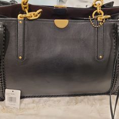 New With Tags. Coach 34 Dreamer With Whipstitch. Perfect Condition With Tags And Dust Bag. Black Workwear Bags With Braided Handles, Coach Rogue, Coach Satchel, Brown Leather Satchel, Patent Leather Bag, Black Leather Satchel, Satchel Tote Bag, Bags Coach, Printed Handbags