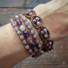 Amethyst Bracelet Purple Beaded Wrap Bracelet Amethyst | Etsy Purple Macrame, Lilac Stone, Shades Of Violet, Delicate Feminine, Purple Beaded, Beaded Wrap Bracelets, Macrame Bracelet, Beaded Wraps, Amethyst Jewelry