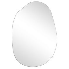 an oval shaped mirror on a white background with clippings to the left and right sides