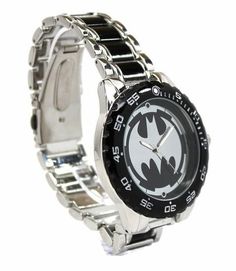 Stylish Batman Logo Watch shows that you're a fan of the Caped Crusader! Black and silver Batman-themed design. Japanese quartz movement and a bracelet-style band. Even a rich snob like Bruce Wayne can appreciate this! You'll always know what time it is with a little help from Batman. This Batman Logo Watch with Black Metal Bracelet Band has a cool and elegant black and silver Batman-themed design that even a rich snob like Bruce Wayne can appreciate! With a Japanese quartz movement and a bracel Black Analog Watch With Adjustable Fit, Adjustable Black Analog Watch, Black Metal Analog Watch, Black Metal Watches, Adjustable Analog Metal Watches, Black Metal Watch Accessories With Metal Dial, Metal Analog Watches With Adjustable Fit, Black Stainless Steel Watch With Bracelet Strap, Adjustable Metal Analog Watches