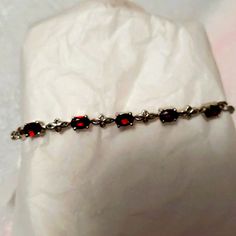 Pure Brass Bracelet Red Garnet Adjustable To Size 9.5 Red Crystal Bracelet, Dark Feminine Jewelry, Pretty Jewellery Silver, Red Jewerly, Vampire Bracelet, Burgundy Jewelry, Red Jewellery, Pretty Jewelry Necklaces, Red Bracelet