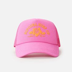 The Perfect Pop Of Color To Add To Your Beach Outfit Pink Baseball Cap For Beach With Curved Bill, Pink Snapback Baseball Cap For Vacation, Summer Pink Trucker Hat With Curved Brim, Spring Beach Trucker Hat With Flat Brim, Pink Casual Trucker Hat For Vacation, Casual Pink Trucker Hat For Beach, Casual Pink Trucker Hat For The Beach, Casual Pink Trucker Hat For Vacation, Pink Baseball Cap For Spring Beach