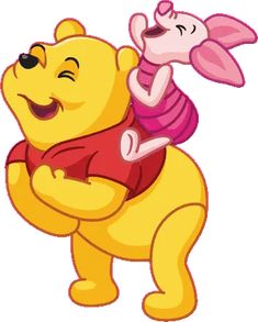 winnie the pooh and piglet hugging each other