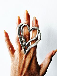 Silver Heart Ring, Large, Maximalist, Statement, Party, Jewelry, Fashion, Abstract, Stackable, Layer, Chunky Silver tone ring. Great for parties or special events. Adjustable ring. Pair it with the bracelet. Still shopping? Wonderful. Click below: www.KhepraAdornments.etsy.com Silver Heart Ring For Parties, Fashion Abstract, Silver Heart Ring, Party Jewelry, Adjustable Ring, Silver Heart, Adjustable Rings, Rings Statement, Special Events