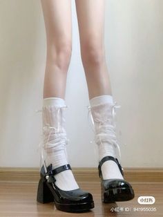 Marry Jane, Socks Aesthetic, Cottagecore Dress, Pretty Shoes, Shoes Black