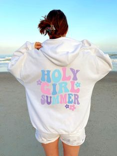 Holy Girl Summer Hoodie, Christian Hoodie, Jesus Sweatshirt, Aesthetic Hoodie, Positivity Hoodie, aesthetic sweatshirt ♡ * 10% of all our proceeds go to Matues battling poverty in Brazil * ♡ Get your 15% off coupon here! 👇 https://mailchi.mp/20ff70d4ab4d/etsy-coupon15off Here're some quick specs: .: 50% Cotton 50% Polyester .: Medium-heavy fabric (8.0 oz/yd² (271.25 g/m .: Classic fit .: Tear away label .: Runs true to size Avg. production time is 1-3 business days Avg. shipping time is 1-7 bus Trendy Preppy Outfits Summer, Beachy Girl Aesthetic Outfits, Beachy Hoodies, Holy Girl Summer, Oversized Summer Shirt, Aesthetic Hibiscus, Sunkissed Coconut, Beach Hoodies, Bag Poster