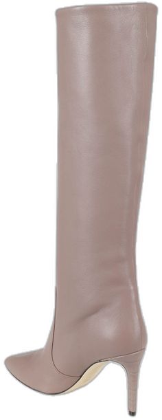 Chic Beige Knee-high Boots For Work, Chic Beige Knee-high Workwear Boots, Beige Leather Knee-high Boots With Pointed Toe, Chic Pointed Toe Platform Boots For Business, Calf Leather High Heeled Boots For Office, High Heel Calf Leather Boots For Office, Calf Leather High Heel Boots For Office, Office High Heel Calf Leather Boots, Office High Heel Boots In Calf Leather