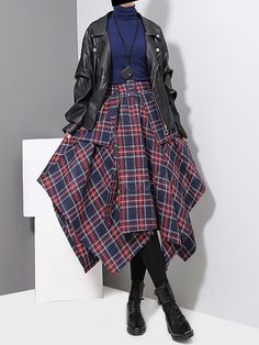 Sku CY-!32945 Material >80%Cotton , Dacron Style Loose , A-line , Plus Size , Cropped Feature Plaid Occasion Going out , Casual , Urban Seasons Spring , Summer , Autumn , Winter Type Skirts Bottoms Color DEEP BLUE Size FREE SIZE Size chart: Please consult the size chart we provide for this item's measurements to help you decide which size to buy. Please note: There may be 1-3cm differ due to manual measurement. CMINCH Waist Length FREE SIZE 60-98 65 Blue Patchwork Skirt For Fall, Fall Skirt With Pockets And Asymmetrical Hem, Winter Blue Skirt With Pockets, Blue Pleated Skirt For Fall, Blue Full Skirt For Fall, Fall Blue Full Skirt, Blue A-line Skirt For Fall, Picnic Skirt, Dark Blue Tie