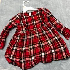 Nwot In Great Shape Smoke Free And No Pets Red Long Sleeve Dress With Button Closure, Red Cotton Dress With Button Closure, Dresses Cute, Jack Black, Cute Dress, Cat & Jack, Gold Buttons, Kids' Dresses, Black And Gold