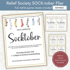 a flyer for an event with socks hanging from the clothes line and text that reads,'let's celebrate sock - toer '