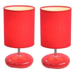 two red table lamps sitting next to each other