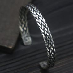 Mens Sterling Silver Jewelry, Mens Silver Jewelry, Metal Cuff Bracelet, Silver Ring Designs, Biker Jewelry, Mens Bracelet Silver, Mens Silver Necklace, Silver Jewels, Braided Bracelet