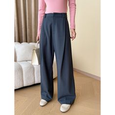 J-018-24 Fall Outfits Pinterest, Leg Pants, Wide Leg Pants, Casual Pants, Womens Bottoms, Fall Outfits, Dark Blue, Wide Leg, Navy Blue