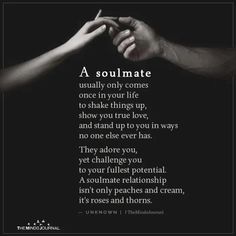 two hands touching each other with the words soulmate