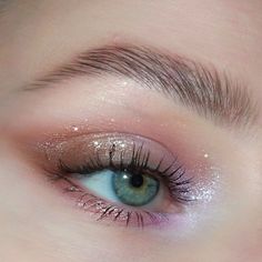 Glowy Makeup Hooded Eyes, Sparkly Simple Makeup, Elven Makeup Natural, Sparkly Wedding Makeup For Blue Eyes, Prom Makeup Looks Glitter, Simple Lavender Makeup, Prom Makeup Lilac, Lavender Eyeshadow Looks For Brown Eyes, Lavender Bridal Makeup